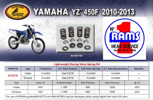 2010-2013 Yamaha YZ450F YZ 450F TITANIUM Kibblewhite Intake Exhaust Valves Seals